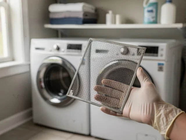 Ipswich Dryer Vent Cleaning specialist performing detailed lint trap cleaning service in Ipswich